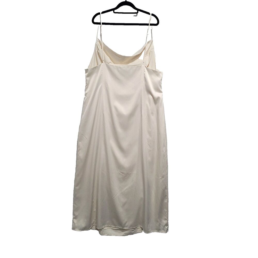 Satin Slinky Drape Slip Maxi Dress 3X Cream Finesse Leg Slit Bride honeymoon - Picture 2 of 12